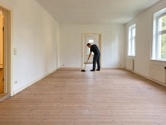 Vollständig geräumtes und besenreines Zimmer nach der Entrümpelung