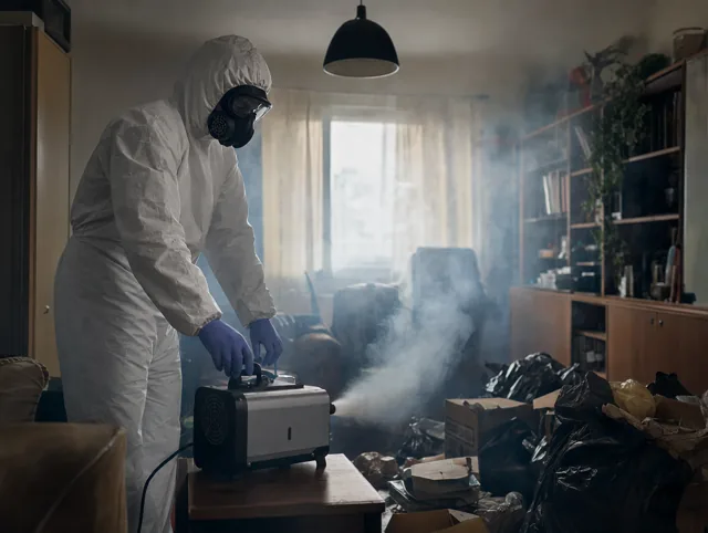 Kaltvernebelungsgerät im Einsatz in einem Wohnzimmer