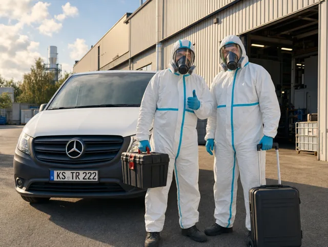 Team von Tatortreinigung Kassel24 mit Einsatzfahrzeug